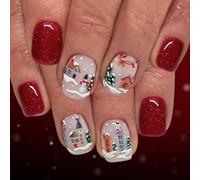 Holiday Press On Nails 24Pcs Inverno Pupazzo di Neve Glitters Arte ABS Costruzione Unghie Finte Donne Accessori Del Partito di Natale