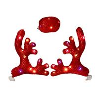 Holiday Ride Enhancer - Christmas Car Decor for Events | Light-Up Red Nose with Soft Antlers, Weatherproof Material, Seasonal Decoration Set for New Year, Friends Reunion, and Roadside Fun