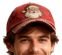 Holiday Santa Ball Hat - Retro Adjustable Baseball, cap Unisex Vintage Christmas Trucker Style Adult Men Women Birthday, Celebration Hiking Golf Sports Outdoor | Travel Festive Headgear
