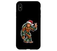 Holiday Sasquatch con luci di Natale e cappello di Babbo Natale segno della pace Custodia per iPhone XS Max