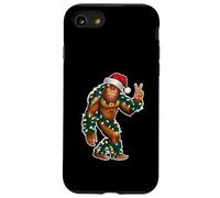 Holiday Sasquatch con luci di Natale e cappello di Babbo Natale segno della pace Custodia per iPhone SE (2020) / 7/8