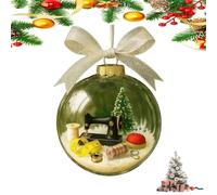 Holiday Sewing Snow Globe Ornament, Vintage Sewing Machine Christmas Tree Decoration, Retro Sewings Machine - Themed Holiday Cozy Wishes for Sewists or Families,Friends (01)
