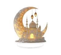 Holiday Table Centerpiece - 2D Acrylic Crescent Castle Ornament Decor, Celebration Table Arrangement | For Home Party Desk Bookshelf Mantel TV Cabinet Entryway Dining Living Room Bedroom Festival