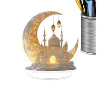 Holiday Table Centerpiece - 2D Acrylic Crescent Castle Ornament Decor, Celebration Table Arrangement with Artistic Silhouette, Modern Festive Display, Decorative Sculpture for Home Party Desk Mantel