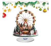 Holiday Table Centerpiece - Rotating Ferris Wheel Decor, Acrylic Ornament with Tree Motif, Whimsical Vintage Display, Seasonal Decoration for Tiered Tray, Bedroom and Party Gatherings