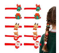 Holiday Themed Hair - Christmas Ribbon Stretch Bands | Mixed Textures Fabric Blend Comfortable Grip Material, Fashion Hair Accessory Pack, Winter Season Styling Uses for Outings and Gatherings