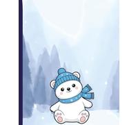 Holiday Themed Lined Notebook or Diary with Polar Bear - Winter Scene, Fun in the Snow! | Perfect Christmas Gift for Kids, Women, Boys, Girls