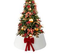 Holiday Tree Collar - Christmas Stand Cover for Seasonal Display | Plush Fabric with Bow Knot Design, Decorative Base Wrap for Indoor Outdoor Tabletop Farmhouse Party Gathering Home Office