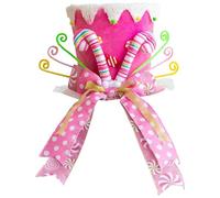 Holiday Tree Topper - Festive Hat Accent for Table Decor | Candy Cane Bow Detail, Desktop, Party, Indoor Celebration, Home Display, Seasonal Centerpiece, Mantel, Shelf