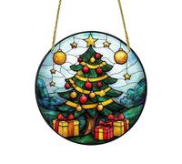 Holiday Window Sun Catchers - Christmas Light Reflective Ornaments for Home Decor | Transparent Acrylic Panels with Hanging Hooks, Snowflake Santa and Reindeer Patterns Seasonal 7.87x7.87x0.08 in