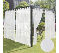 HolidayIdeas 4 pannelli bianchi per esterni, tende trasparenti per patio, impermeabili, 280 x 230 cm, extra larghe, in voile, filtranti la luce, per gazebo, portico anteriore, patio esterno, piscina