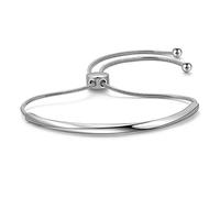 HolidayQbee Bracciale Donna Regolabile Colore Argento, Ipoallergenico E Resistente Allo Scolorimento, Stile Minimal Con Chiusura Scorrevole, Accessorio Elegante Per Ogni Look