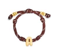 HolidayQbee Braccialetti con iniziali a bolle per donne e uomini, delicati braccialetti placcati in oro 14 carati, con lettera dell'alfabeto personalizzato, realizzati a mano, regolabili, regali per