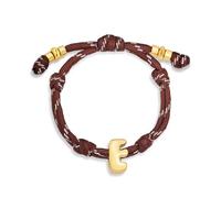 HolidayQbee Braccialetti con iniziali in oro per donne e uomini, delicati braccialetti placcati in oro 14 carati, con lettere dell'alfabeto personalizzate, realizzati a mano, regolabili, regali per
