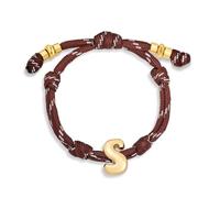 HolidayQbee Braccialetti con iniziali in oro per donne e uomini, delicati braccialetti placcati in oro 14 carati, con lettere dell'alfabeto personalizzate, realizzati a mano, regolabili, regali per