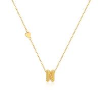 HolidayQbee Collana Con Iniziale N Donna in Acciaio Dorato, Iniziale Moderna Antiallergica, Collana Con Lettera N Gioiello Elegante Regalo Forza e Libertà