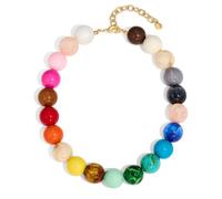 HolidayQbee Collana con perline grosse da donna colorate grandi 20 mm collana girocollo alla moda estiva boho grandi collane con perline da spiaggia vocazione vacanza gioielli regali, Resina, Non
