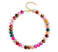 HolidayQbee Collana di perline per le donne Boho Bead collana di pietre preziose grande collana di perline moda moda estate collane gioielli regali, Ottone, Nessuna pietra preziosa