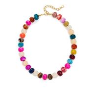 HolidayQbee Collana di perline per le donne Boho Bead collana di pietre preziose grande collana di perline moda moda estate collane gioielli regali, Ottone, Nessuna pietra preziosa