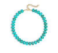 HolidayQbee Collana di perline per le donne Boho Bead Gemstone Chunky collana grande collana di perline moda moda estate collane gioielli regali, 17.3"+3.5", Ottone, Non pietra preziosa