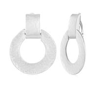 HolidayQbee Orecchini Donna Cerchio Martellato Argento Placcato Ipoallergenici Artigianali Non Scoloriscono Eleganti Clip Regalo Compleanno Anniversario