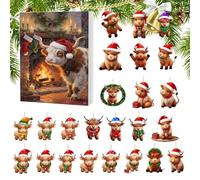 HolidayThemed 2D Acrylic Christmas Calendar - Yak Advent 2025 Decorations, Festive PartyFavor Set | For Toddler andKids, FamilyandTeens, Girls andBoys, Playful andColorful, Seasonal andEngagin