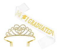 HOLIDYOYO 1 Set 2023 Fascia Per I Fascia Laureata Decorazione Di Laurea Decorazioni Per Feste Di Laurea Tiara Per Donne Comunione Oro Essere Forniture Per Feste Tracolla Di