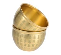 HOLIDYOYO 2 Pezzi Ciotola Rame Incisa con Caratteri Fu Decorazione Feng Shui per Ricchezza e Prosperità Piccola Ciotola Artistica da Tavolo