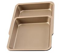 HOLIDYOYO 2 Pezzi Stampo per teglia Rettangolare con Biscotto Rivestito Panne da Forno per Torta Antiaderente teglia da Pane Spessa tortiera Acciaio Carbonio Golden