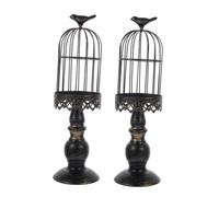 HOLIDYOYO 2pezzi Candelabro Metallo Forma di Uccelliera Retro di Portacandele per Decorazione da Tavolo per Matrimoni e Cene Romantiche con Finitura Dorata