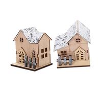 HOLIDYOYO 2pezzi Christmas Wooden Ornaments LED Lighted Log Cabin Decor for Home Office And Holiday Parties