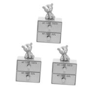 HOLIDYOYO 3 Pezzi Scatola Di Immagazzinaggio Orso Pedante Dente Cassetto Bambini Argento Porta Denti Contenitore Per Denti Di Neonato Compleanno Fata Organizzatore