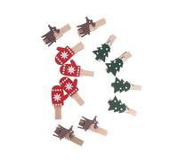 HOLIDYOYO 30pezzi Clip Decorativi Legno di Natale Mini Mollette Tema Babbo Natale Renna e Albero per Foto Artigianato e Decorazioni Festive