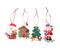 HOLIDYOYO 4pezzi Pz Ornamenti Natalizi Polimerica Decorazioni per Albero di Natale con Babbo Natale Pupazzo Casetta di Pan di Charm Festivi per Decorazioni Natalizie