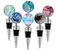 HOLIDYOYO 6 Pezzi Tappi in Lega Di Vino Che Impila Toppers Distributore Mini Bottiglie Sughero Apribottiglie Bevanda Tappi Di Bottiglia Tappo Automatico Per Vino Ugello Lega Di Zinco