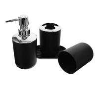 HOLIDYOYO Accessori Bagno in Plastica Nera Porta Spazzolino e Dispenser Sapone Compatto e Resistente per Casa e Hotel Design Elegante e Facile da Pulire