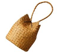 HOLIDYOYO Borsa Donna Paglia Secchiello in Alghe, Design Vintage per Uscite | Materiale di Alghe, Riutilizzabile come Confezione Regalo, per Matrimonio e Accessori Piccoli
