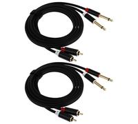 HOLIDYOYO Cavo Audio per Altoparlanti 1,5 M Doppio Rca Maschio e Doppio Jack 6,35 Mm Maschio, Resistente Anti-rumore Scocca in Lega di Alluminio, Set da 2 Pezzi per Apparecchiature Audio