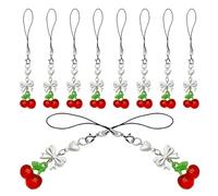 HOLIDYOYO Cordino per Telefono con Ciondolo a Forma di Ciliegia e Fiocco Set da 10 Pezzi Catena Decorativa Resistente e Accessorio Elegante per Cellulari Femminili
