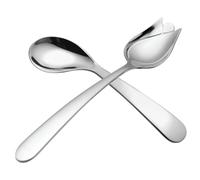 HOLIDYOYO Cucchiaio Angolato in Acciaio Inox 2 Pezzi Manico Ergonomico per Anziani e Pazienti, Stoviglie di Supporto per Alimentazione Assistita a Letto, Utensili Facilmente Impugnabili
