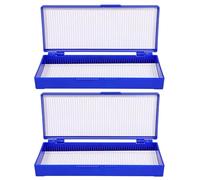 HOLIDYOYO Custodia per Diapositive Scorrevole Blu Scuro in Plastica, Porta Vetrini Patologici 50 Posizioni Numerate e Coperchio Cerniera, Contenitore per Conservazione e Trasporto