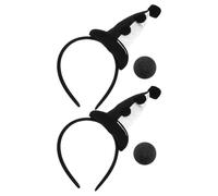 HOLIDYOYO Fascia per Chioma da Clown da Donna 2 Cappelli Peluche a Due Toni e 2 Nasi in Spugna Neri Set Copricapo Halloween e Cosplay Carnevale per Adulti e Feste a Tema Circo