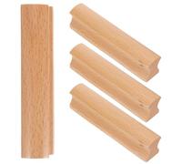 HOLIDYOYO Maniglie per Mobili in Legno di Faggio 4 Pezzi, Maniglie per Cassetti e Ante Armadio Foro 64 Mm, Finitura Laccata Trasparente, per Arredamento Cucina e Credenza