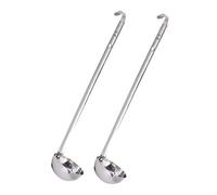 HOLIDYOYO Mestoli per Servire Zuppa e Salse in Acciaio Inox 10 Ml, Mestolo Riutilizzabile Manico a Gancio per Cucina e Ristorazione, Set 2 Pezzi per Uso Familiare e Catering