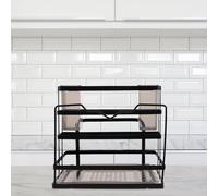 HOLIDYOYO Porta Coltelli e Taglieri in Acciaio al Carbonio Nero Organizer da Cucina Compatto e Resistente con Vassoio Drenante Rimovibile Supporto Multifunzionale per Coltelli Bacchette e