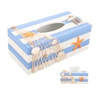 HOLIDYOYO Porta Fazzoletti Stile Mediterraneo Elegante Scatola Per Tissue Da Casa e Auto Design Mare Con Stella Marina Organizzatore Per Tovaglioli Decorazione Per Camera e Ufficio