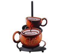 HOLIDYOYO Portarotolo Carta da Cucina Forma di Tazza da Caffè in Ferro Supporto Autoportante Versatile per Asciugatutto Standard e Jumbo Organizer Tovaglioli Multifunzione per Bagno e