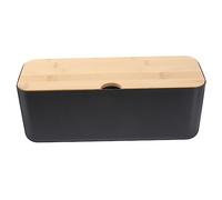 HOLIDYOYO Scatola Per Organizzare Cavi Nera Con Copertura in Legno Organizzatore Per Cavi Elettrici Organizer Per Prese in Plastica