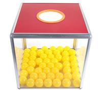 HOLIDYOYO Scatola Trasparente Rossa per Lotterie 30 CM con Palline Gialle 50 Pezzi Contenitore Multifunzione per Votazioni Donazioni e Giochi da Tavolo Soluzione Versatile per Eventi e