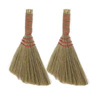 HOLIDYOYO Scopa da Tavolo in Miscanto Intrecciato a Mano, Set 2 Pezzi Manico Corto Ergonomico, Spazzola Portatile per Polvere e Briciole in Cucina, Scrivania e Interni Auto